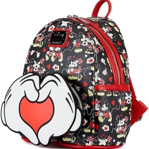 Disney Loungefly Black and Red Mickey & Minnie Backpack